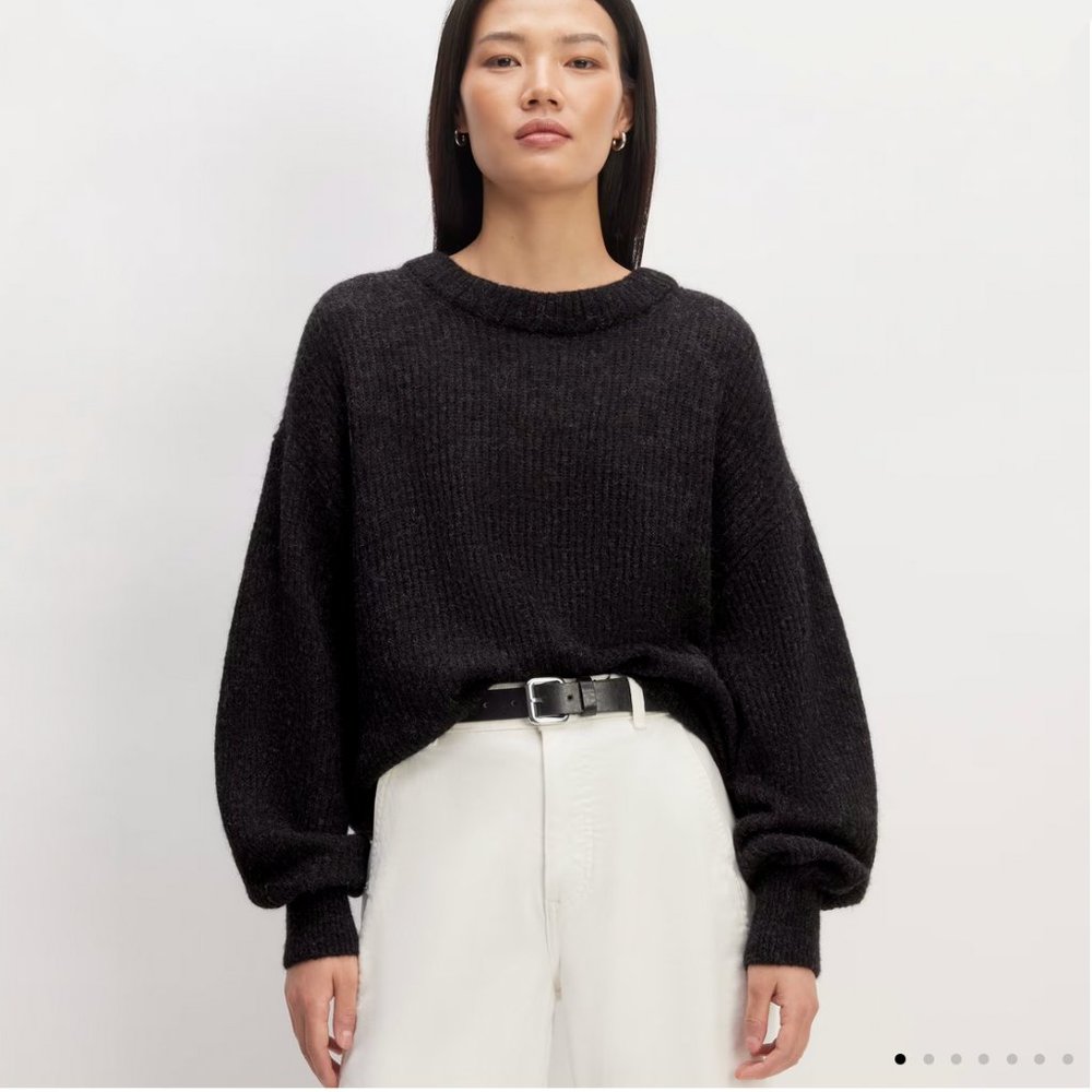 Everlane Alpaca Crew - S - Heathered Black